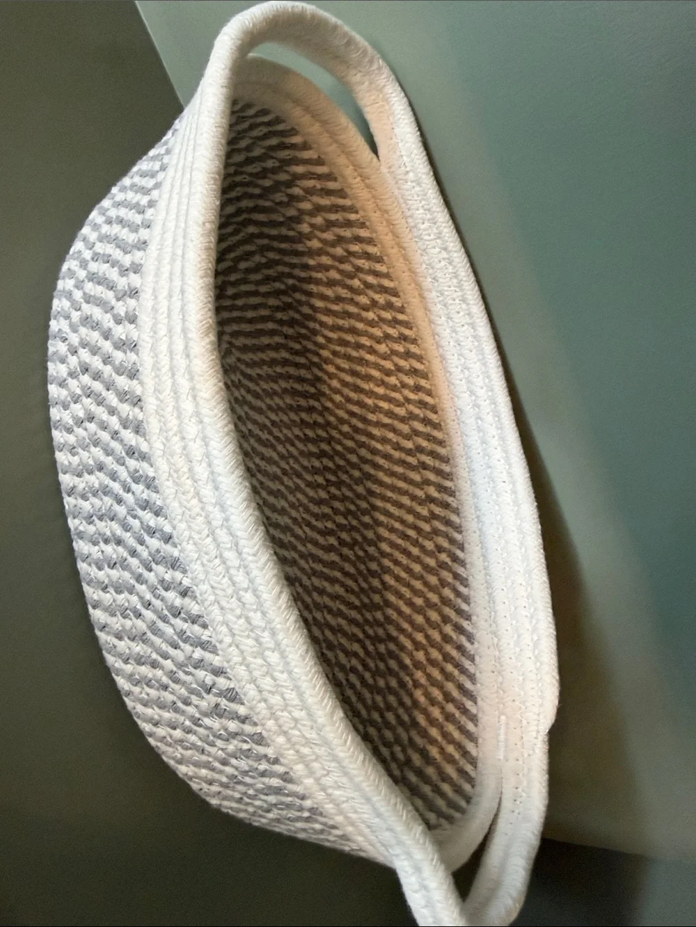 Cotton Rope Basket - White and Light Gray - NWOT